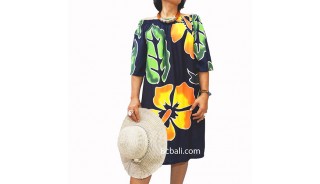 poncho top dress black handpainting flowers 